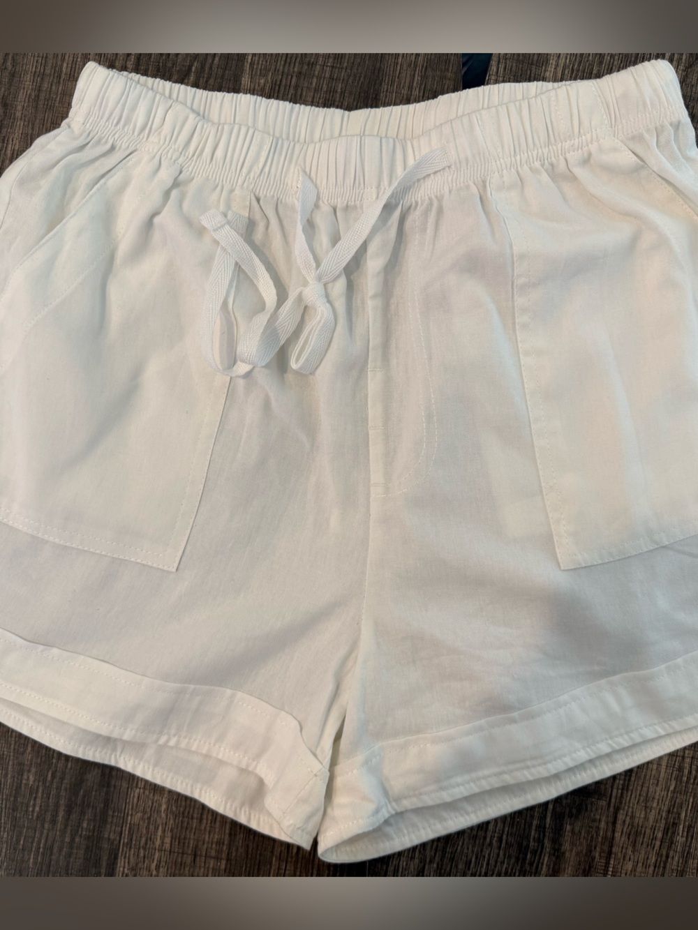 Women's White Elastic-Waist Pants with Drawstring